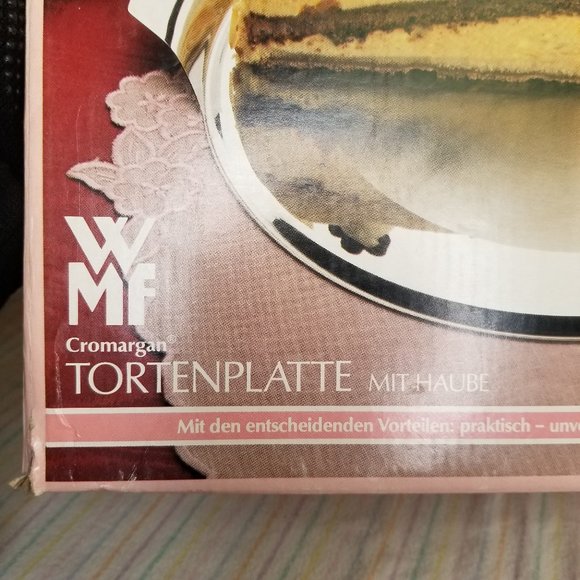 Vintage WMF Cromargan 18/10 Stainless Steel Cake Tray Plastic Cover Germany Box - Picture 2 of 9